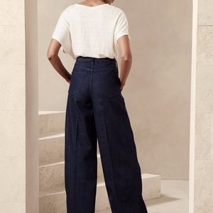 Banana Republic High-Rise Relaxed Wide Leg Denim Trousers.